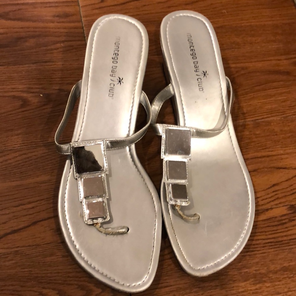 Silver wedge sandals